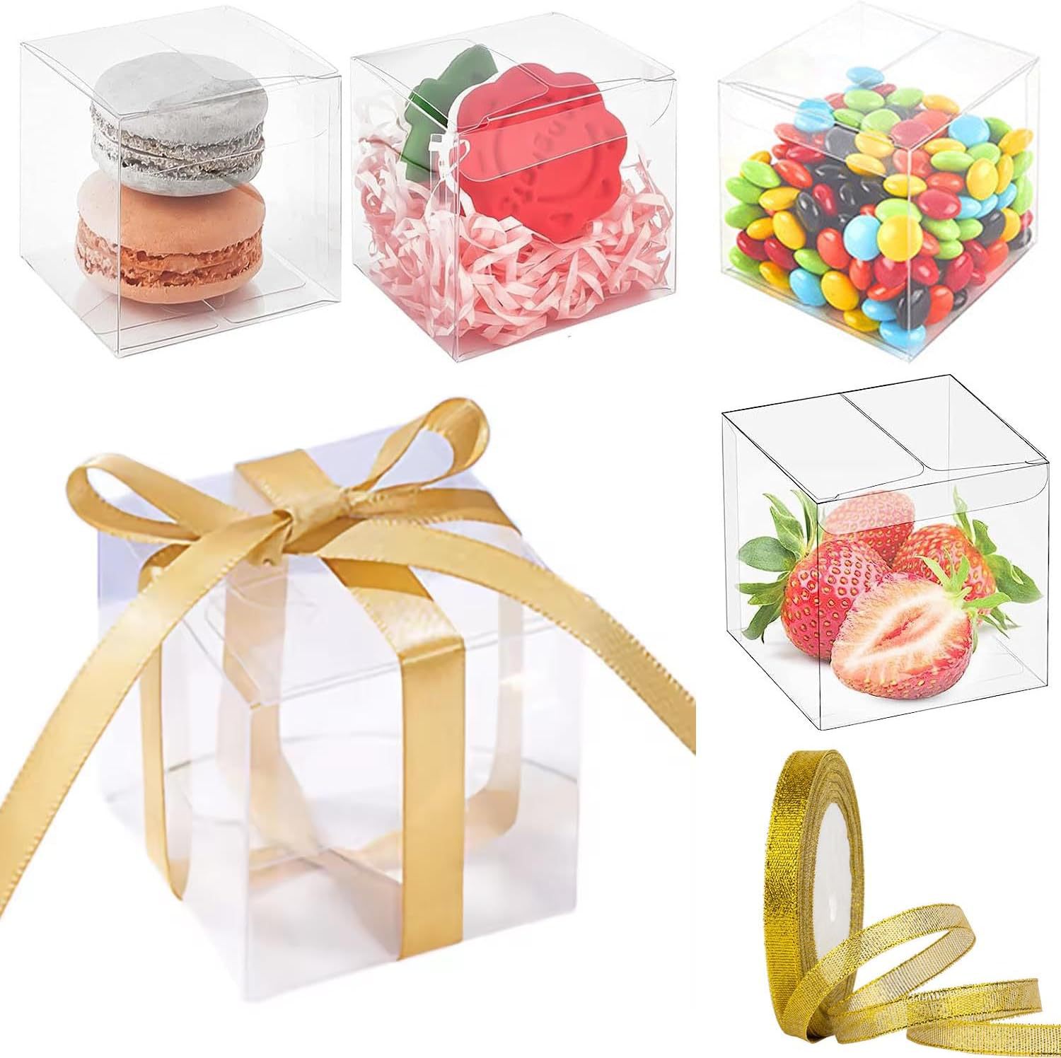 Wedding Favor Box - 50pcs 5/6/7/8CM Square Plastic Small Gift