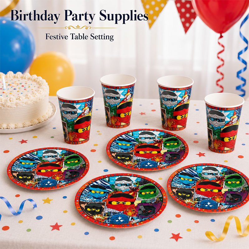 Wedding Supply Kit - Cartoon Ninja Pattern Disposable Tableware Ninja