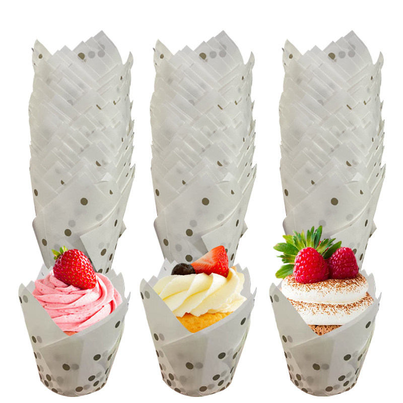 50Pcs/100Pcs Gold Dot Tulip Ca - Wedding Cake Supply review and price